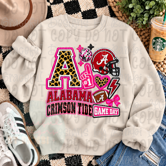 Faux Embroidered Leopard Team Letter with Helmet Football Collection