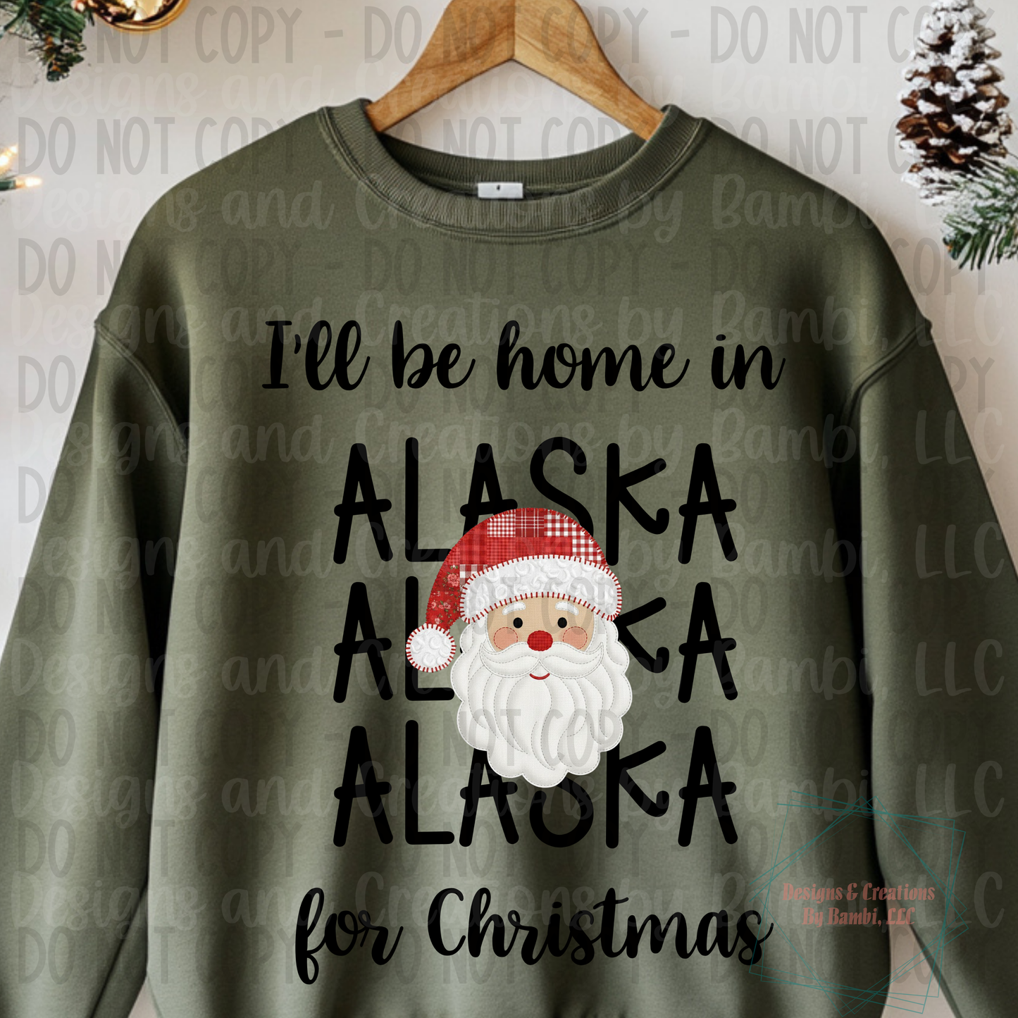 I'll Be Home in States Santa Face with Black Font Digital Bundle