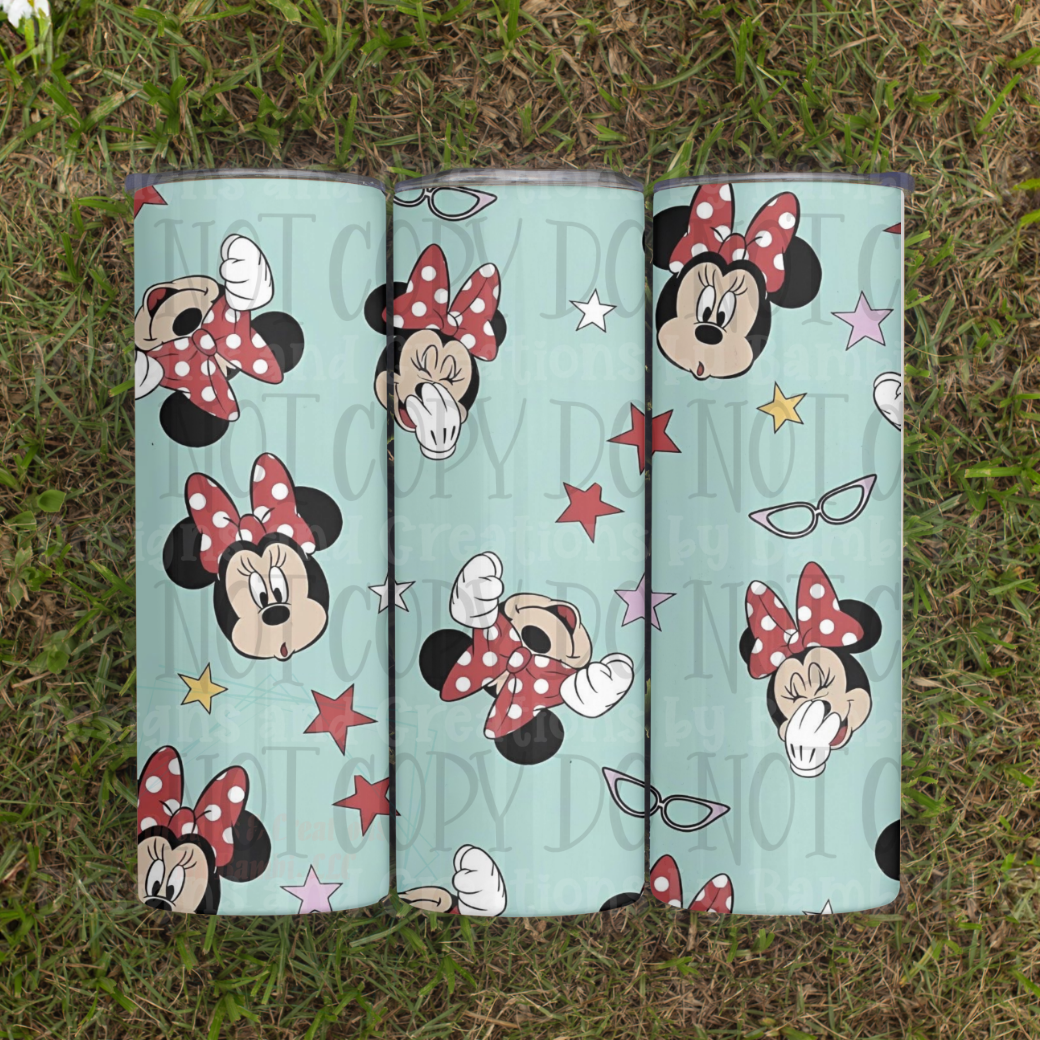 All The Faces of Minnie 20 oz Skinny Sublimation Tumbler