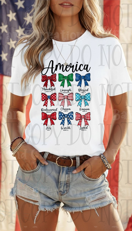 America Coquette with Bows (Turquoise Blue)