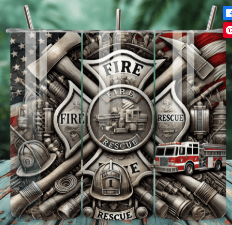 American Courageous Firefighter 20 oz Skinny Sublimation Tumbler