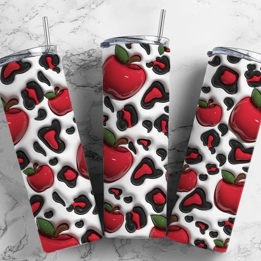 Apple for Teachers Inflated 20 oz Skinny Sublimation Tumbler
