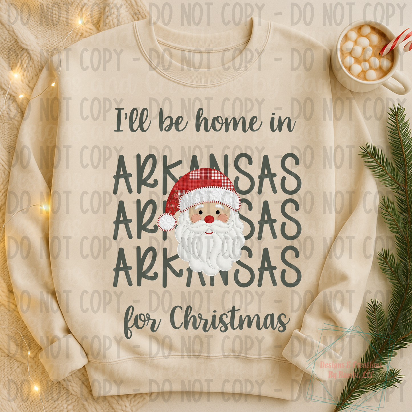 I'll Be Home in States Santa Face with Sage Green Font Digital Bundle