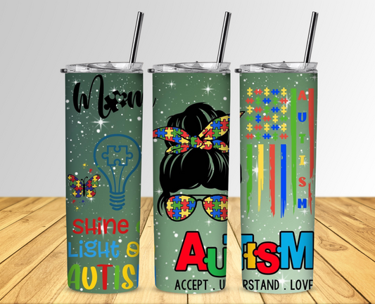 Autism Accept Understand Love 20 oz Skinny Sublimation Tumbler