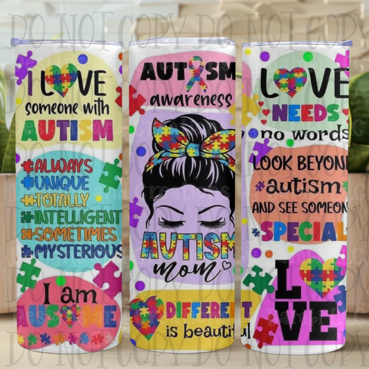 Autism Awareness Autism Mom 20 oz Skinny Sublimation Tumbler