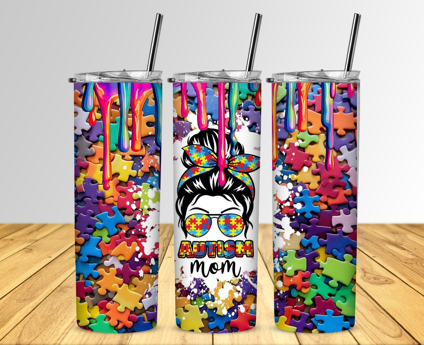 Autism Mom 20 oz Skinny Sublimation Tumbler