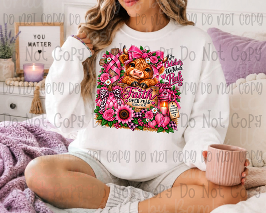 BC In October We Wear Pink Highland Cow