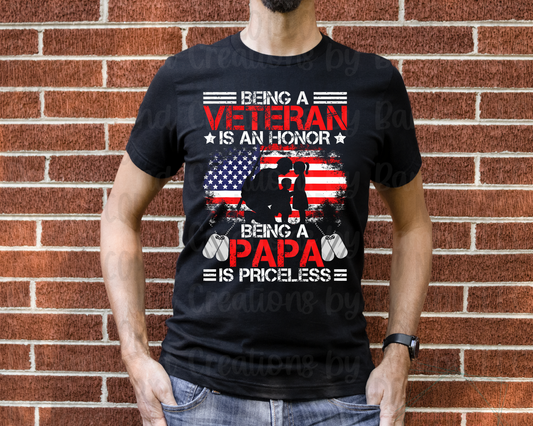 Being A Veteran Honor Papa Priceless with Flag