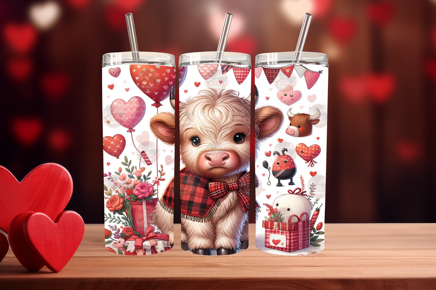 Baby Valentine Highland Cow 20 oz Skinny Sublimation Tumbler
