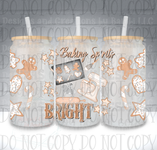 Baking Spirits Bright UV DTF 16oz Libbey Glass Tumbler