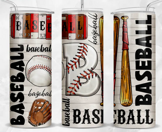 Baseball Font 20 oz Skinny Sublimation Tumbler