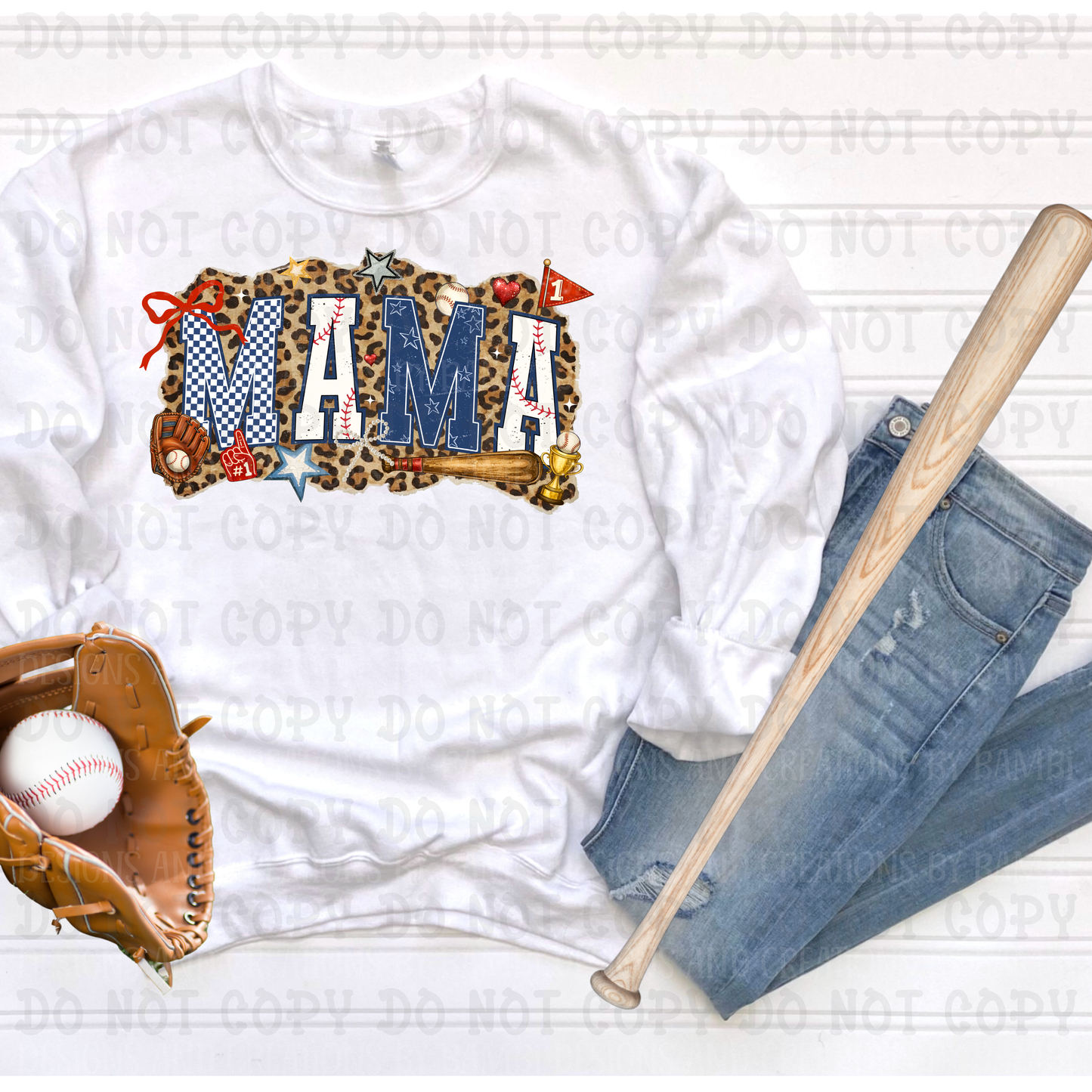 Baseball Mama with Leopard Background
