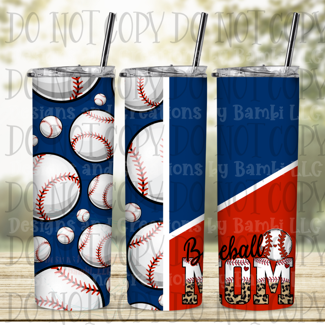 Baseball Mom with Baseball 20 oz Skinny Sublimation Tumbler