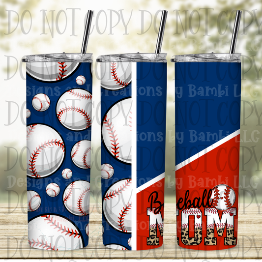 Baseball Mom with Baseball 20 oz Skinny Sublimation Tumbler