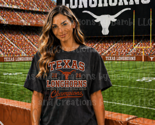 Basic Faux Embroidery Longhorns with Collegiate Font