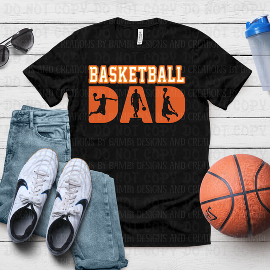 Basketball Dad in Orange and White Font