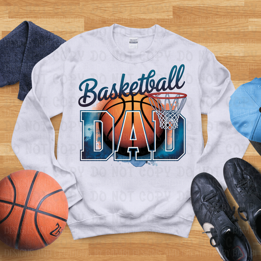 Basketball Dad with Ball and Goal