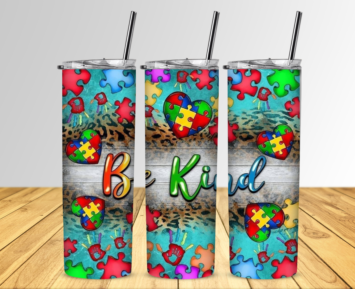 Be Kind Autism 20 oz Skinny Sublimation Tumbler