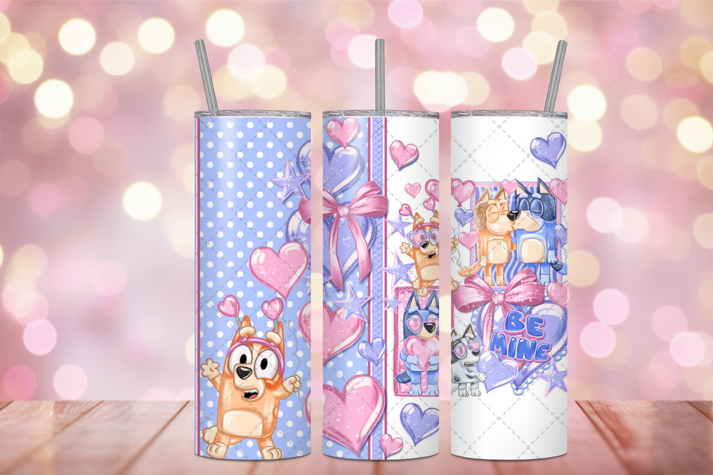 Be Mine Pups Valentine 20 oz Skinny Sublimation Tumbler