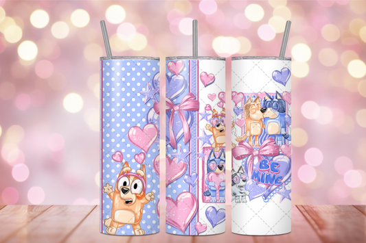 Be Mine Pups Valentine 20 oz Skinny Sublimation Tumbler