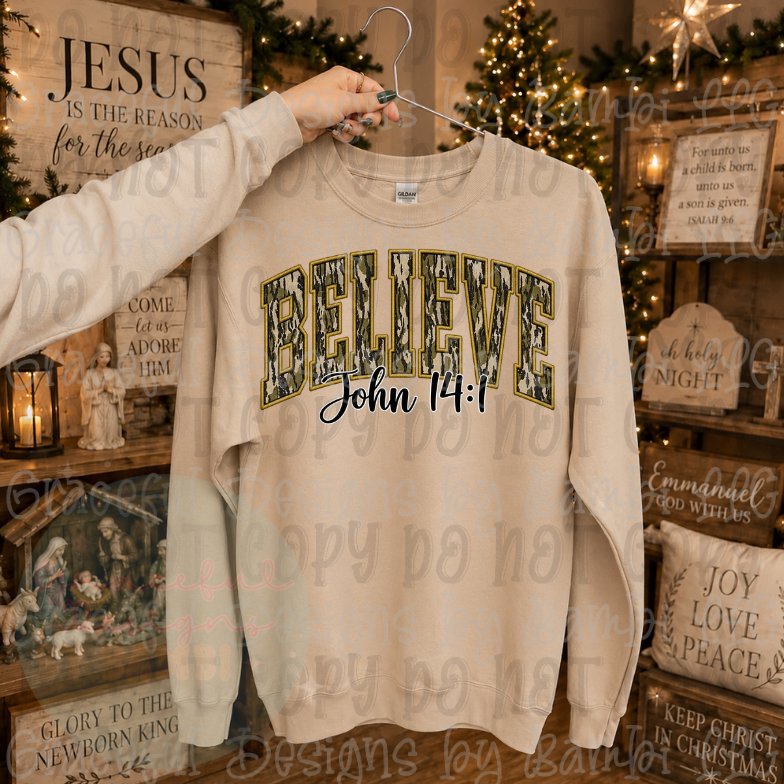 Faux Embroidery Camo Faith Words Collection