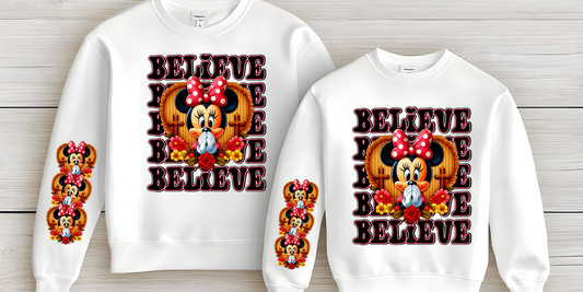 Believe Stacked Girl Mouse Easter with Sleeve