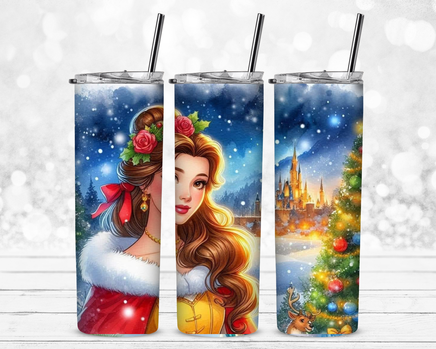 Belle Christmas 20 oz Skinny Sublimation Tumbler