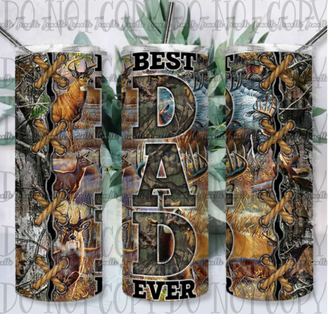 Best Dad Ever Hunting Camo 20oz Skinny Sublimation Tumbler
