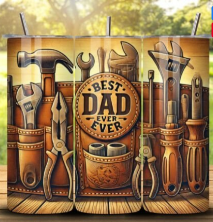 Best Dad Ever Tools 20 oz Skinny Sublimation Tumbler