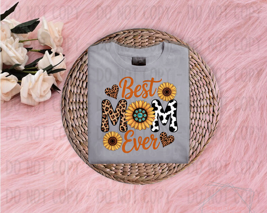 Best Mom Ever Animal Print with Sunflowers