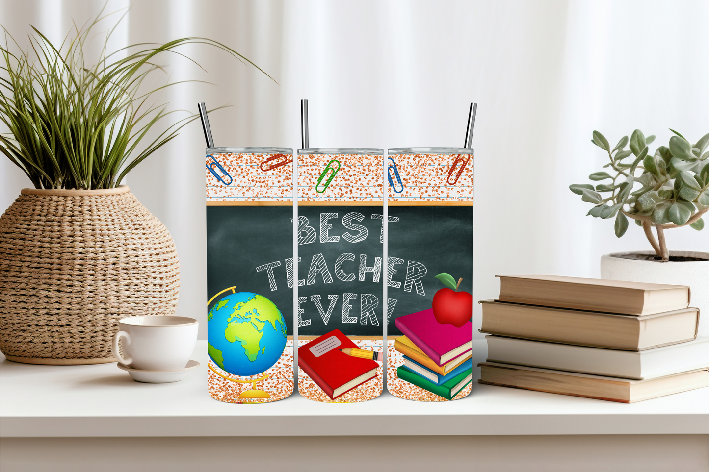 Best Teacher Ever with Chalkboard 20 oz Skinny Sublimation Tumbler