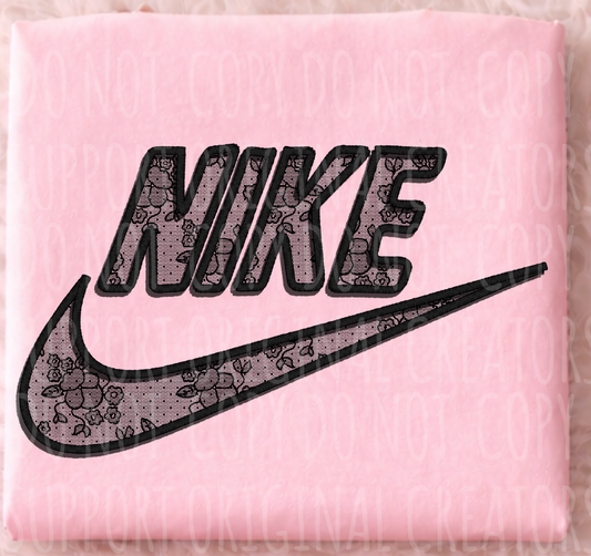 Faux Black Lace Nike Floral with Faux Embroidery Outline Version 1