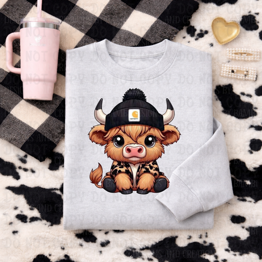 Black and Leopard Carhartt Highland Cow