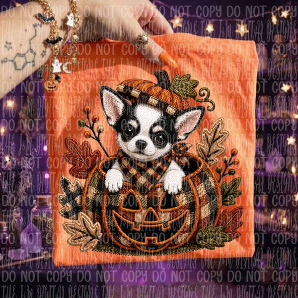 Faux Embroidery Pumpkin and Dog Collection