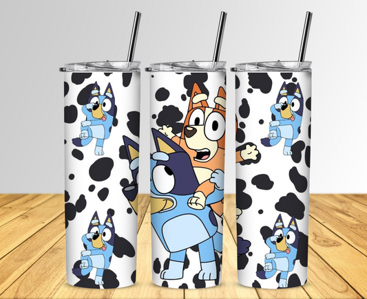Bluey Bingo and Cowprint 20 oz Skinny Sublimation Tumbler