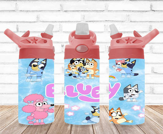 The Blue Dog with Family 12oz Flip Top Sublimation Tumbler