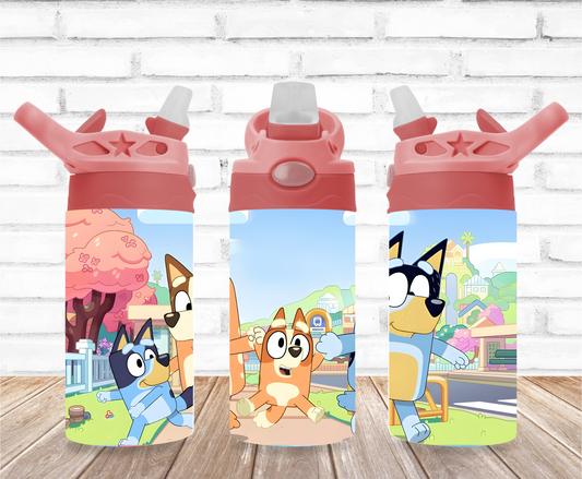Bluey and His Family 12oz Flip Top Sublimation Tumbler