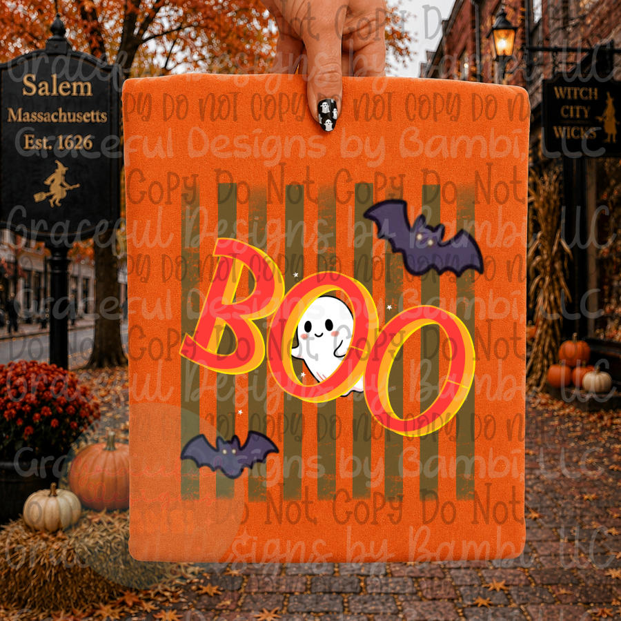 Boo With Ghost and Bats