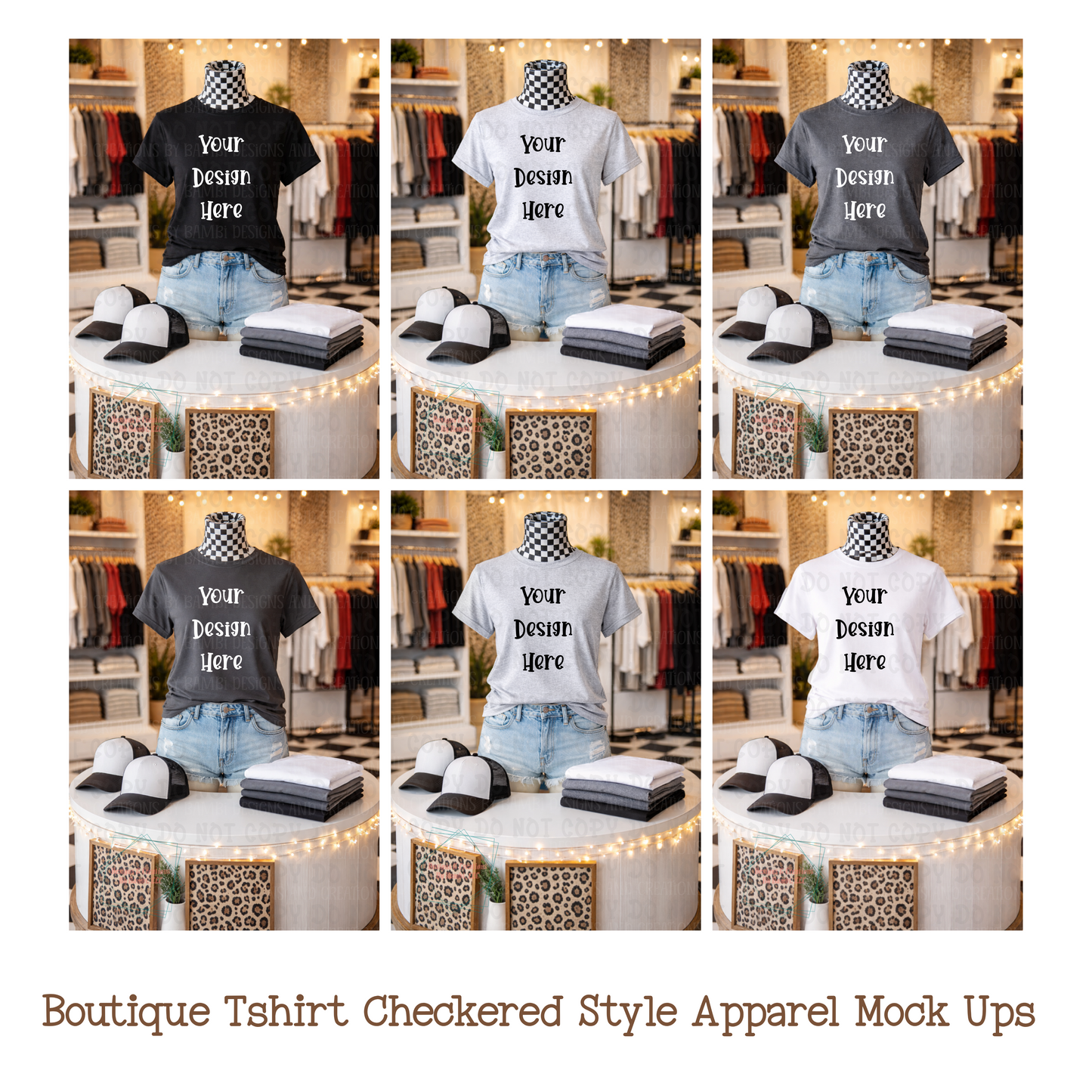 Boutique Checkered Style Tshirt Apparel Mock Ups