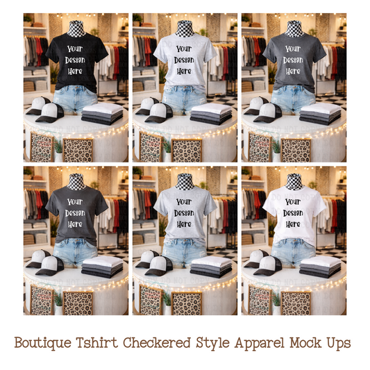 Boutique Checkered Style Tshirt Apparel Mock Ups