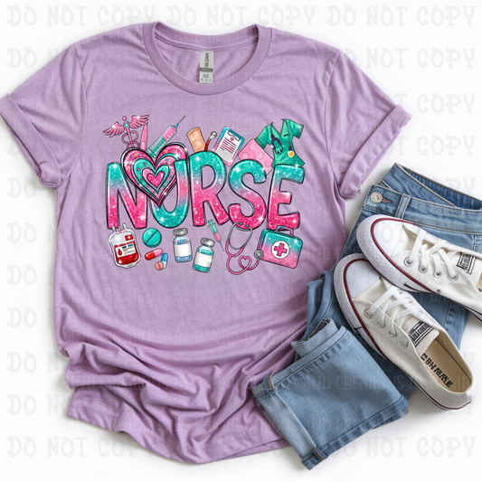 Bright Faux Glitter Nurse
