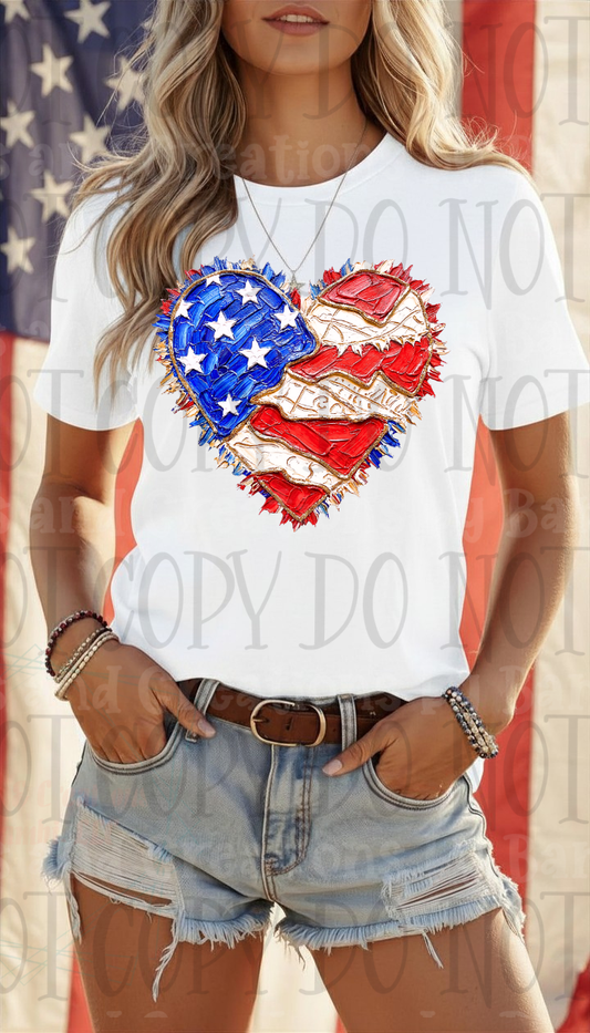 Brushstroke Patriotic Heart