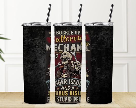 20oz Sublimation Buckle Up Mechanic 20 oz Skinny Sublimation Tumbler