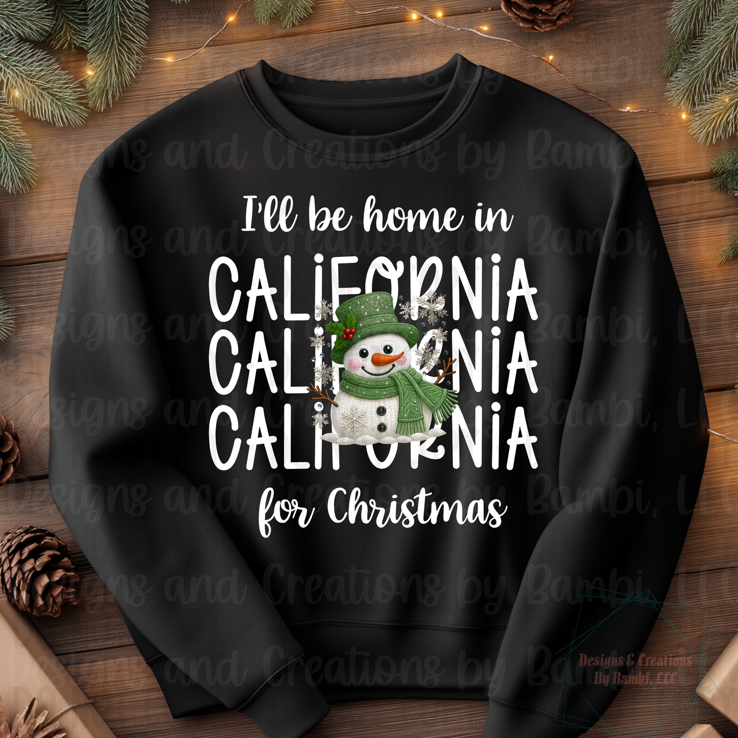 I'll Be Home In States Sage Snowman with White Font Digital Bundle