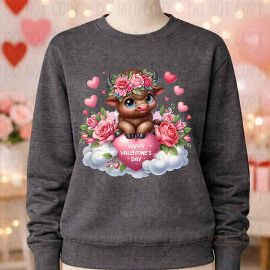 Chocolate Highland Cow Happy Valentine's Day