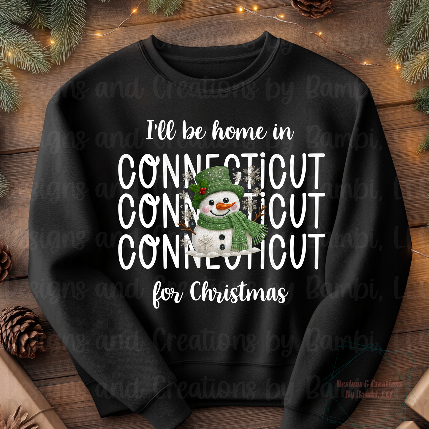 I'll Be Home In States Sage Snowman with White Font Digital Bundle