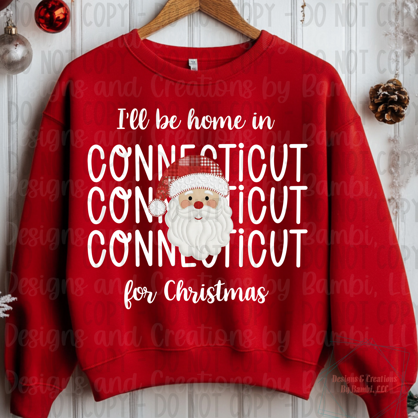 I'll Be Home in States Santa Face with White Font Digital Bundle