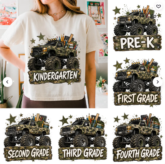 Camo Monster Truck Back to School Collection