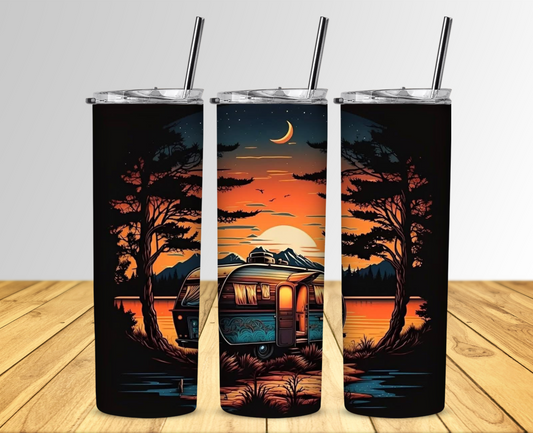 Camper in Sunet 20 oz Skinny Sublimation Tumbler