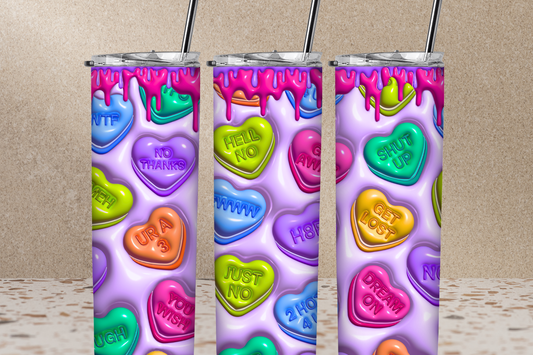 Candy Hearts Inflated 20 oz Skinny Sublimation Tumbler
